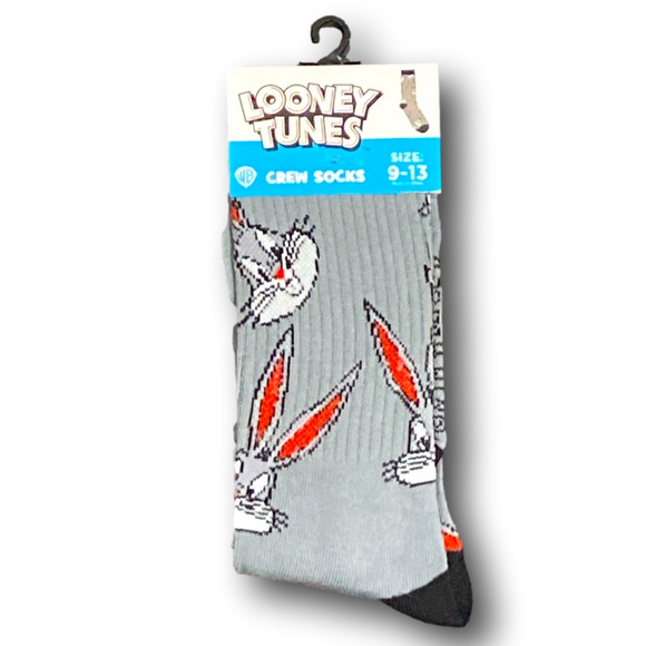 3/$20 Bugs Bunny Looney Tunes Funny Novelty Crew Socks - NWT - Picture 1 of 3